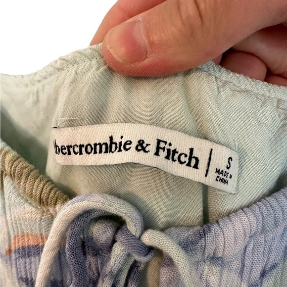 Abercrombie & Fitch Easy Waist Midaxi Dress, light blue pattern Small - Picture 8 of 11